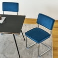 thumbnail image 5 of GrandNoor Blue Velvet Dining Chairs,Mid Century Morden Dining Chairs, Minimalistic Style Kitchen & Dining Room Chairs, Upholstered Comfort Chairs with Chrome Metal Legs, set of 4, 5 of 9