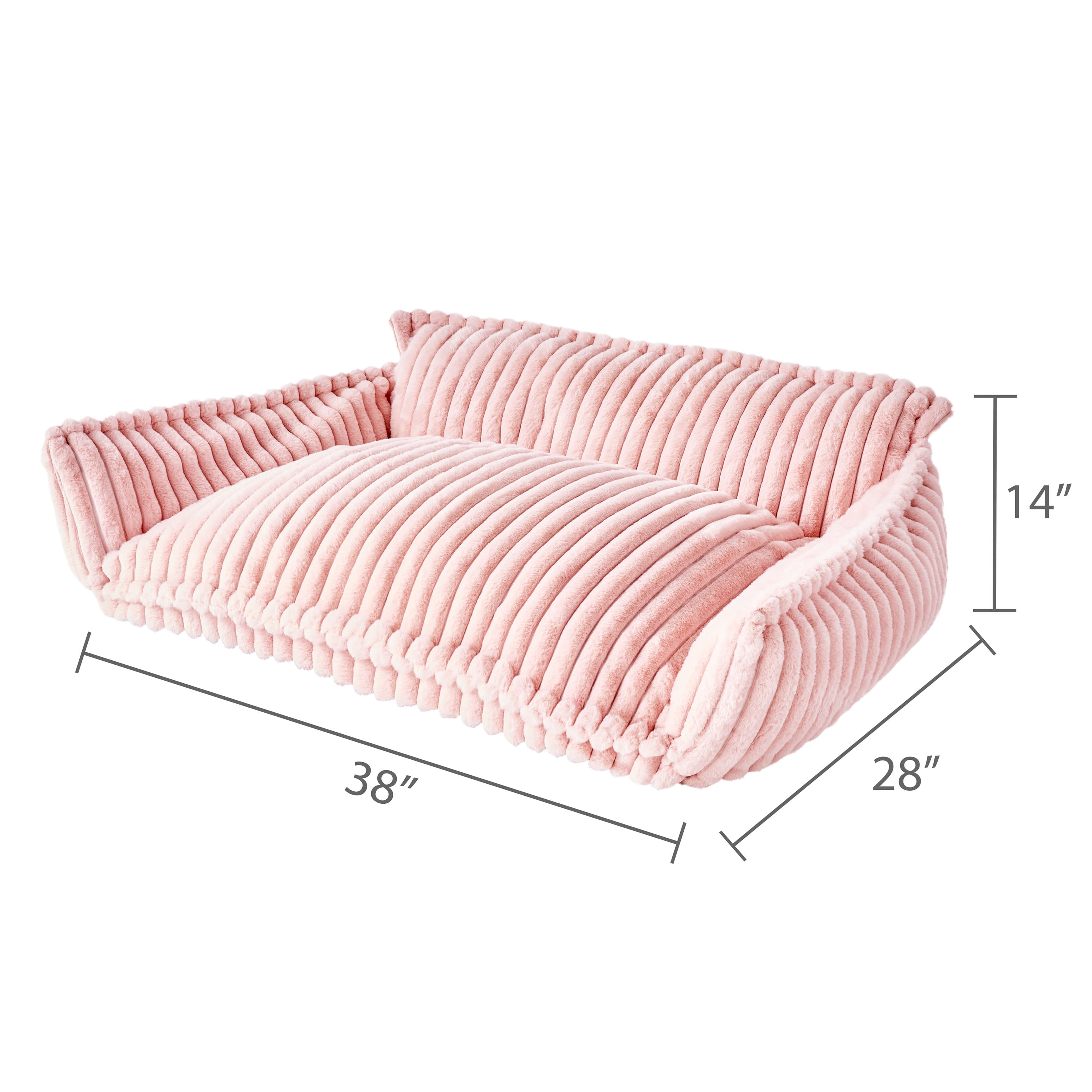 Vibrant Life Large Plush Cord Sofa Style Dog Bed, Pink, 28" x 38"
