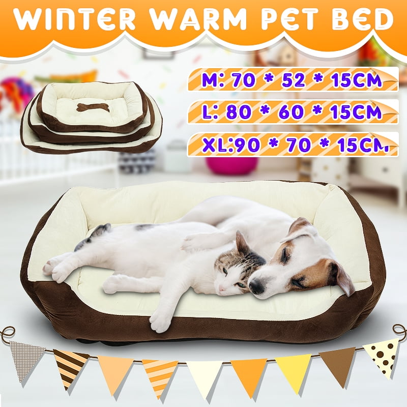 Soft Leopard Pet Dog Cat Bed House Kennel Doggy Puppy Warm Cushion Basket Pad S