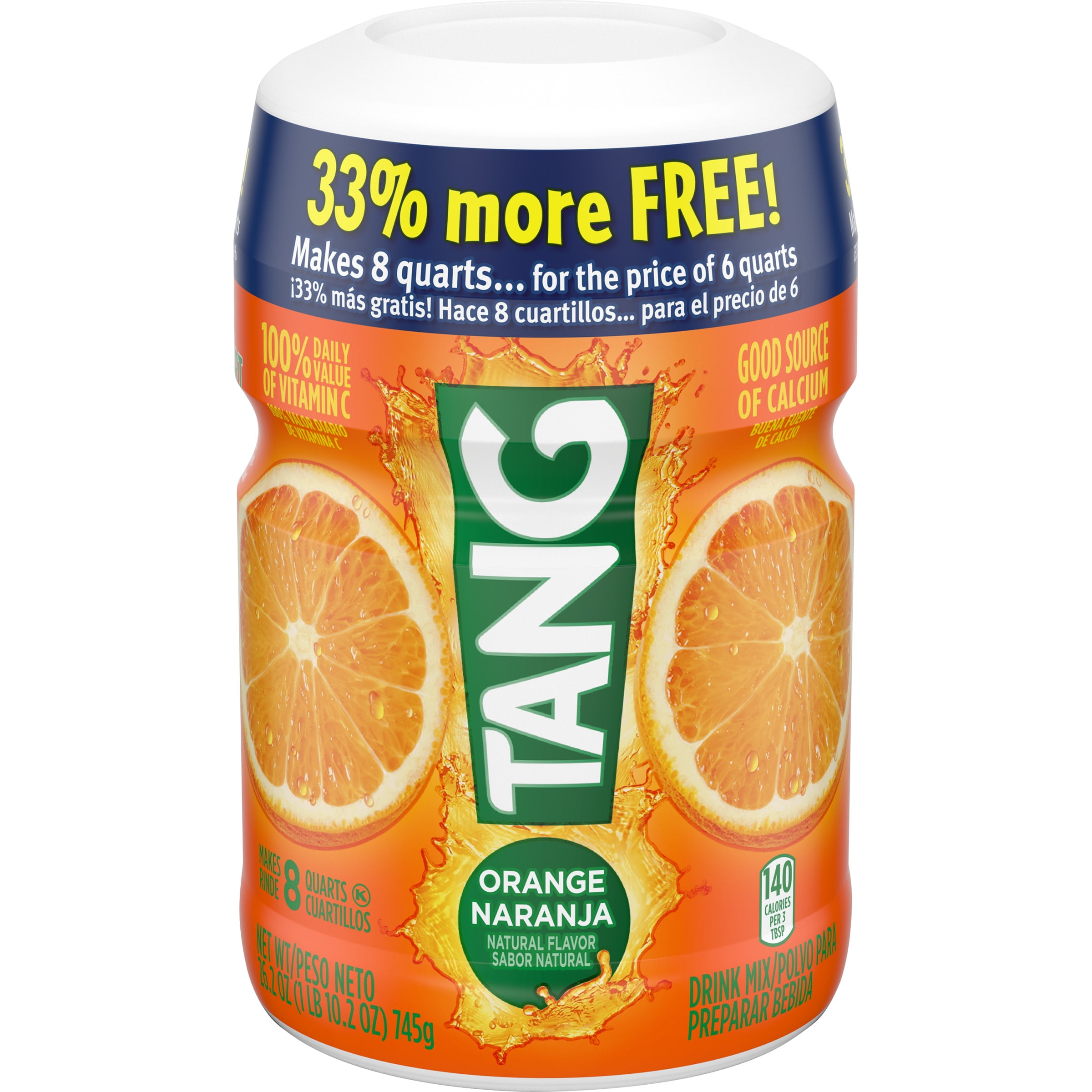 Tang Orange Naturally Flavored Powdered Soft Drink Mix 18 Oz Canister