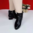 thumbnail image 2 of Zynoxe Boots for Women Soft Pu Leather Boots With Side Zipper Women Elegant Round Toe Ankle Boots Comfy Versatile Low Block Heel Dress Short Boots for Daily Black 5.5, 2 of 9