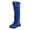 Blue, variant on Women Suede Knee High Boots Wide Calf Round Toe Chunky Heel Fall Winter Western Riding Boots