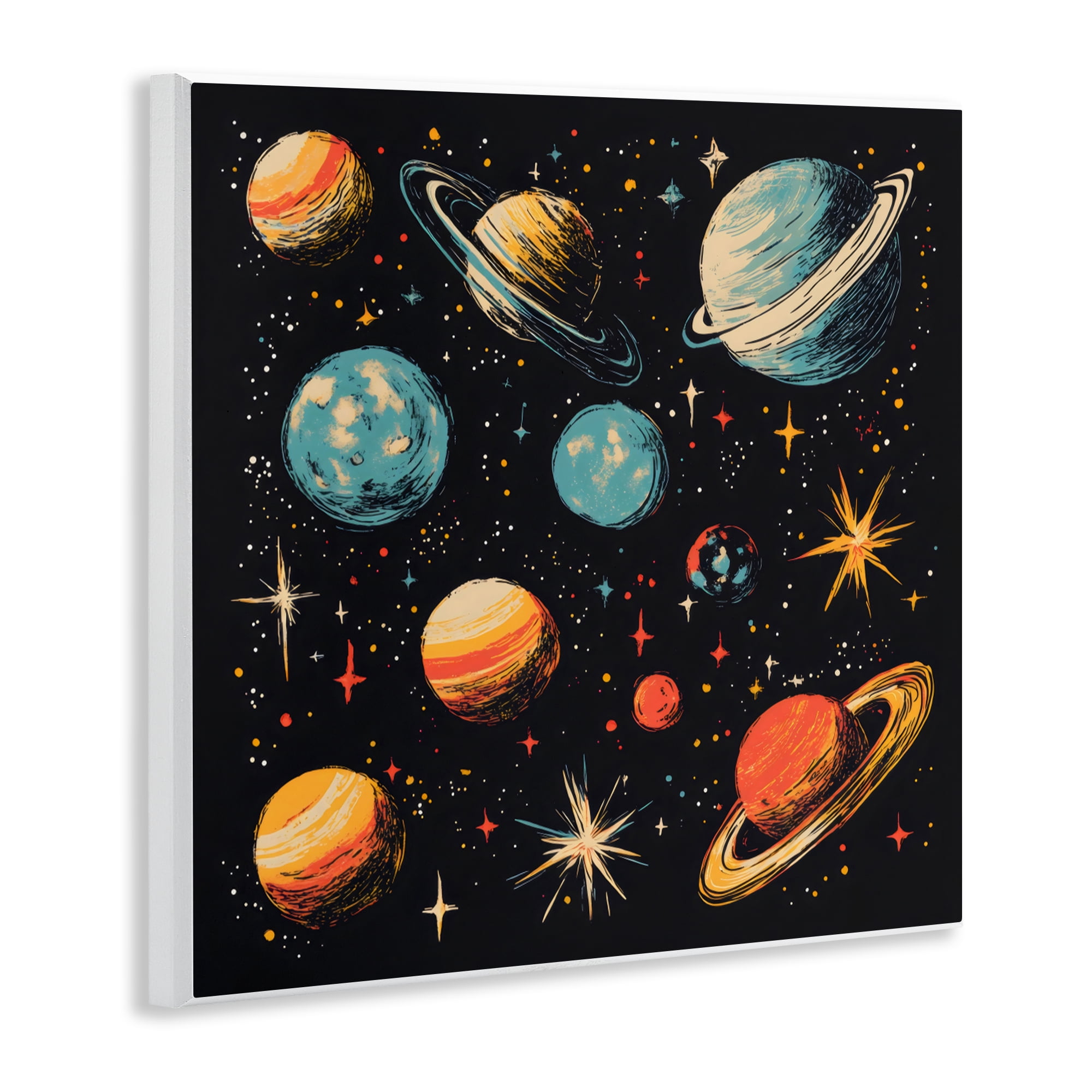 Stupell Industries Colorful Retro Planets Wall Plaque Art, design by Creative Studio