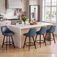 thumbnail image 6 of Zesthouse 25.6" Swivel Counter Height Bar Stools Set of 2, Modern Counter Height Chairs with Backs and Metal Legs, Upholstered Faux Leather Barstools for Kitchen Island, Blue, 6 of 10