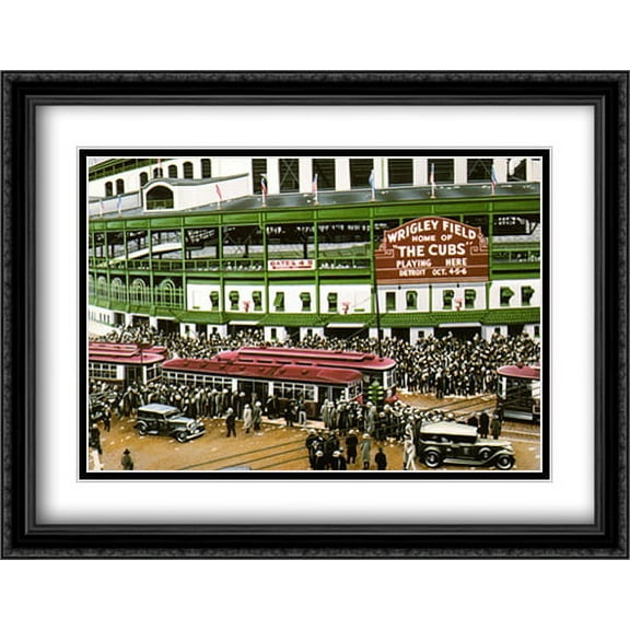 Wrigley Field 2x Matted 28x36 Large Black Ornate Framed Art Print