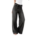 thumbnail image 4 of Wensltd Women's Jeans Mid Waist Straight Pants Summer Button Zipper Casual Denim Pants, 4 of 6