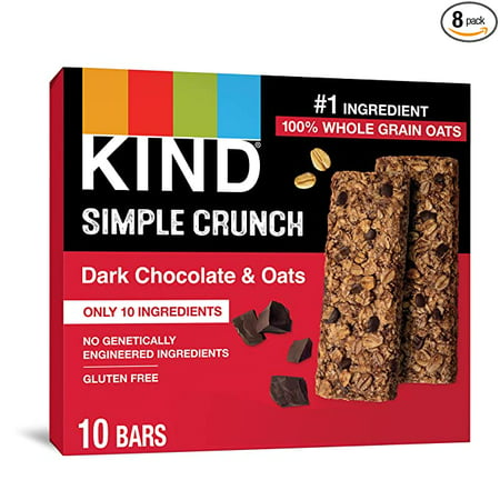 KIND Simple Crunch Bars Dark Chocolate & Oats 56 Oz 40 Count Pack of 8
