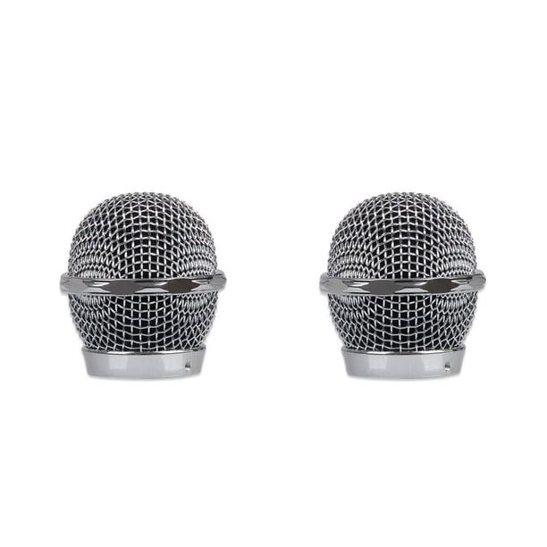 Monstrate Microphone Mesh Head Portable Detachable Reusable Accessories Part Mic Concert Heads Glossy Universal Component Washable Plata 2piezas