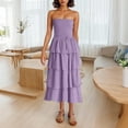 thumbnail image 5 of Ahuyic Womens Summer Casual Dress,Womens Plus Size Dress,Womens Strapless Round Neck Sleeveless Solid Dresses Casual Comfortable All Occasio,Purple,XXL, 5 of 5