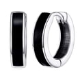 thumbnail image 1 of Pendiente de aro negro clásico Silvora pendientes Huggie de plata esterlina 925 10 mm para mujeres y hombres, 1 of 8
