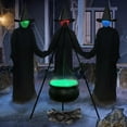 thumbnail image 4 of Vggrvlo Halloween Decorations 12.5"x6.9"Large Witches Cauldron on Tripod with Scary Eyeballs Lights Skeleton set Halloween Decor with Green Light for Indoor Outdoor Home Porch Yard Party, 4 of 5