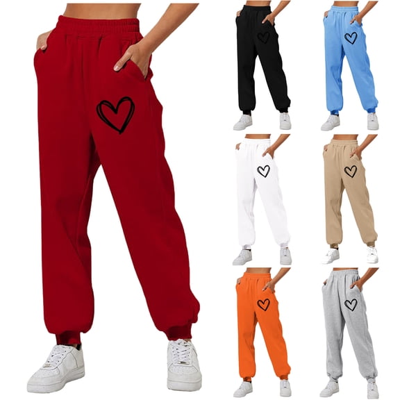 Sakmal Sweatpants Women Plus Size Joggers Pants Graphic 30" Inseam Workout Jogger Pants for Women L