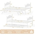 thumbnail image 2 of Twin Size Daybed with Trundle – Sturdy Metal Day Bed with Stylish Headboard, Adjustable Trundle, Heavy Duty Steel Slats for Living Room, Bedroom, or Guest Room in White, 2 of 8