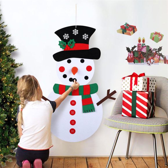 2PCS Christmas DIY Snowman Kit Ornaments for Kid Xmas Wall Hanging Wall Decorations Decorated Garland Trumpet Ornament Couples Ornament First Christmas Clear Beads for Doorways Christmas Glitter