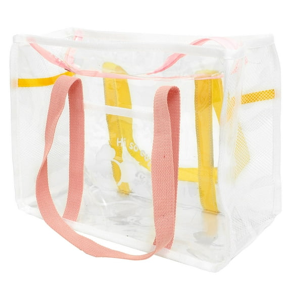 TAILTOSS 1Pcs Wear Resistant Beach Tote Handbag Compact PVC Material for Summer Outdoor Activities 13.76X10.22X6.09in