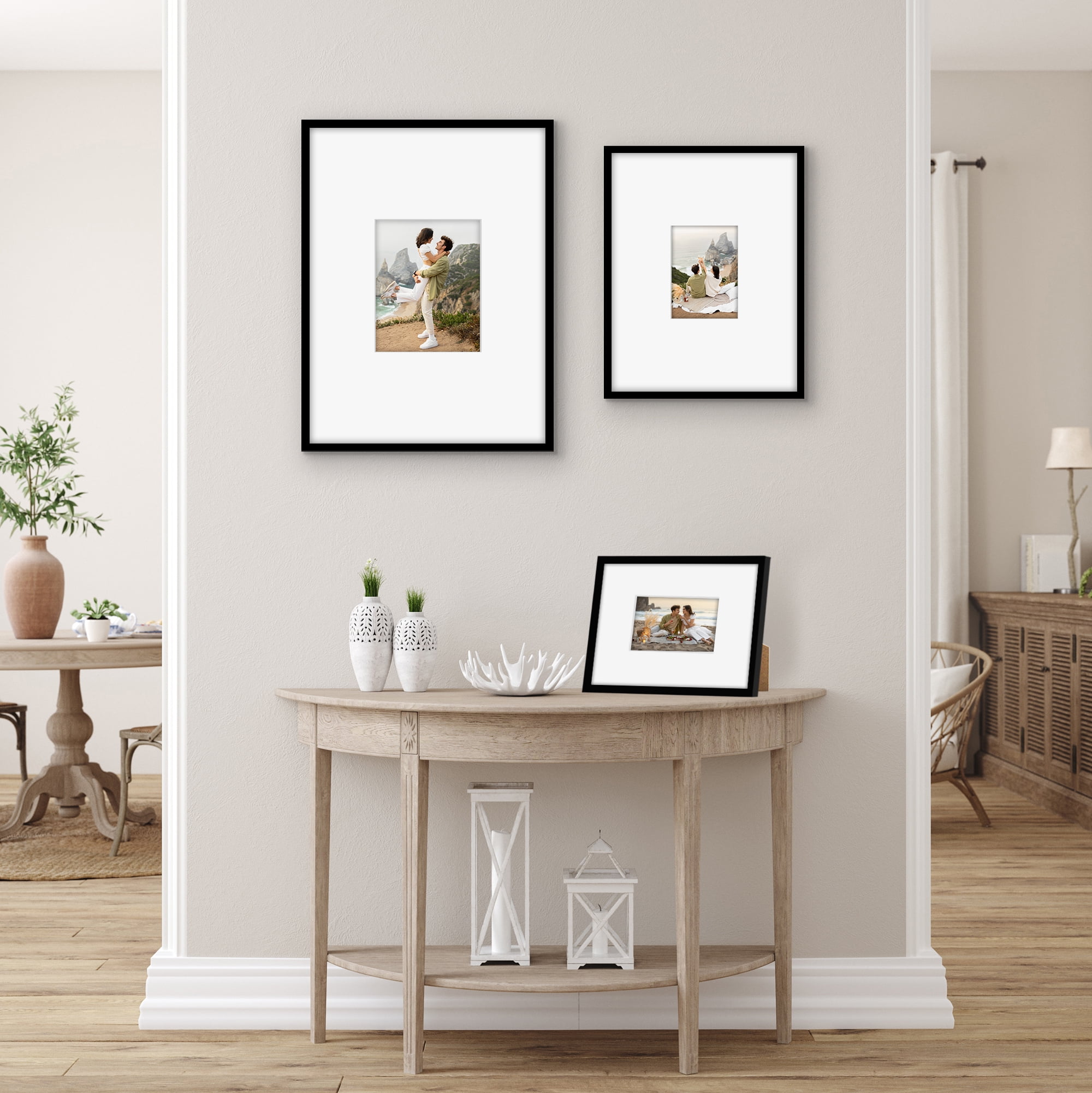 Americanflat Set of 3 Picture Frames - Gallery Wall Frame 1 with 18x24 with 8x10 Mat 1with 11x14 with 5x7 Mat 1 with 9x12 with 4x6 Mat - Black