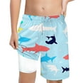 thumbnail image 1 of Sunnyoo Big Boys Shark Print Compression Liner Swim Trunks Beach Shorts, 1 of 4