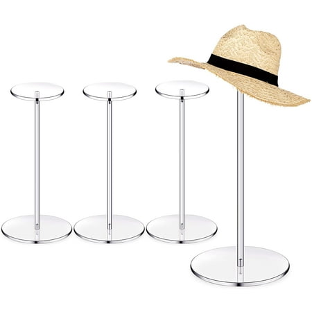 

Clear Premium Acrylic Hat Rack Stand and Wig Holder Decorative Cap Fedora Cowboy Hat Display Stand with Pedestal and Sturdy Round Base Set of 4 14in F179983