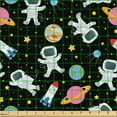 thumbnail image 2 of Ambesonne Space Fabric by the Yard Upholstery, Astronauts Earth Star Cartoon, 3 Yards, Orange Pastel Pink and Blue, 2 of 5