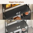 thumbnail image 6 of Itaar Bakers Rack with Power Outlet and LED Light, 47.2'' Microwave Stand with Storage, Kitchen Coffee Bar Cabinet with Glass Door, 4 Drawer, Wine Rack, Goblet Holder and 12 Hooks, Black, 6 of 9