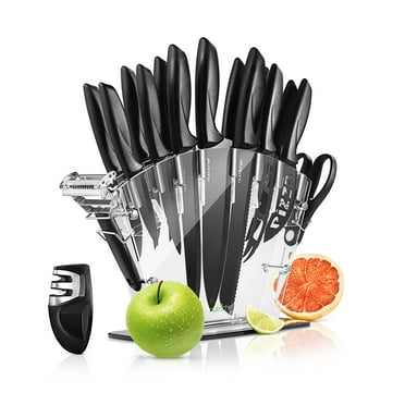 NutriChef 17-Piece Kitchen Precision Knives Set - Versatile Stainless Steel Knife Set with Blockstand , Ideal for Cutting, Slicing, Chopping, and Dicing