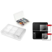 Insten Nintendo NEW 3DS XL LL / 3DS XL LL Clear Protector Kit Top & Bottom + White 28in1 Game Card Case