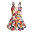thumbnail image 4 of Xixirimido Rabbit Bunny Colorful Daisy Print Modest Girls’ Swimwear One Piece – Hawaiian Skirted Bathing Suit with Built-in Shorts, Sleeveless UPF 50+ Swimsuits, 6-7 Years, 4 of 7