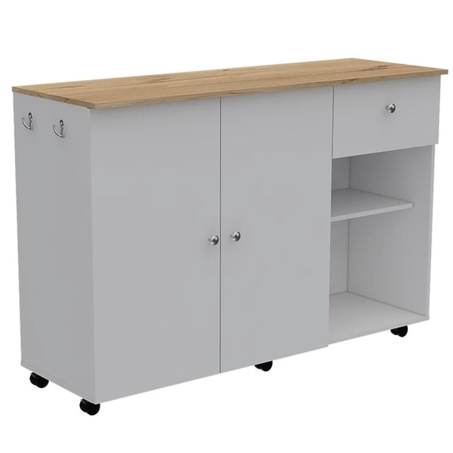 TUHOME Victoria Two-Door Kitchen Island Cart In Multi-color- Engineered Wood