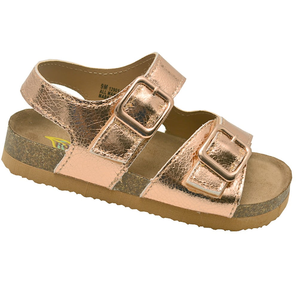 Rachel Shoes Rachel Shoes Little Girls Rose Gold Open Toe Cork