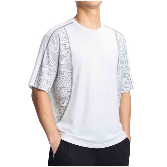 Blusa de Manga Corta Impresa Casual Suelto Deportes Respirable Hielo-Seda de Mitad de Manga Cuello Redondo Top Blusas de Manga Corta Top