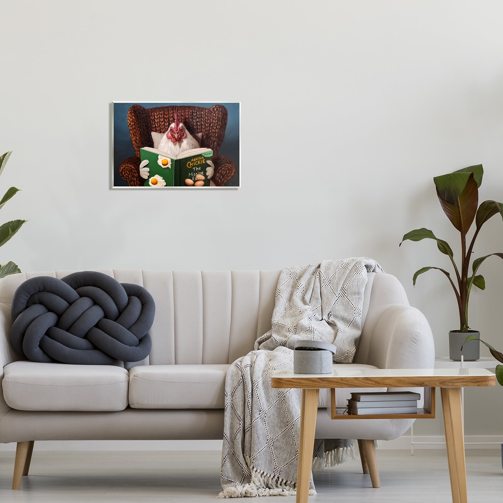 Stupell Industries Chicken Reading Book Animals & Insects Painting Unframed Art Print Wall Art, 19 x 13