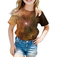 thumbnail image 3 of Hauts pour Filles Manches Courtes Col Rond Imprimé 3D Pailleté Vêtements pour Petites Filles Marron 10-11 Ans, 3 of 3