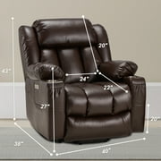 Power Lift Recliner Leather Chair Sofa with Massage & Heat, Lazy Boy Chair with Cup Holders, USB & Type-C Ports, Remote Control-Brown