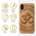 thumbnail image 4 of Case Yard Wooden Case Outside Soft TPU Silicone, Slim Fit Shockproof Wood Protective Phone Cover for Girls Boys Men and Women, Supports Wireless Charging Ohm Mandala Design case for iPhone-X, 4 of 7