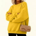 thumbnail image 5 of Xyxonk Womens Sweatshirt Dressy Casual Drop Shoulder Pullover Tops Fall Crew Neck Long Sleeve Street Hoodies with Pocket Solid Color Outfits,Yellow L, 5 of 6