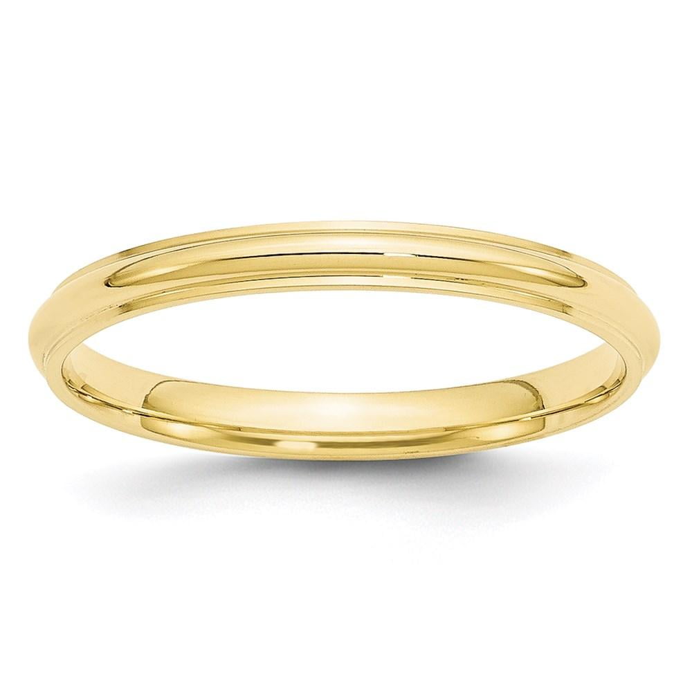 10K Yellow Gold 5mm Half Round with Edge Band Ring 