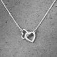 thumbnail image 4 of Sterling Silver Womens Dainty Double Interlocking Open Heart Love Charm Pendant Necklace Choker, 4 of 7