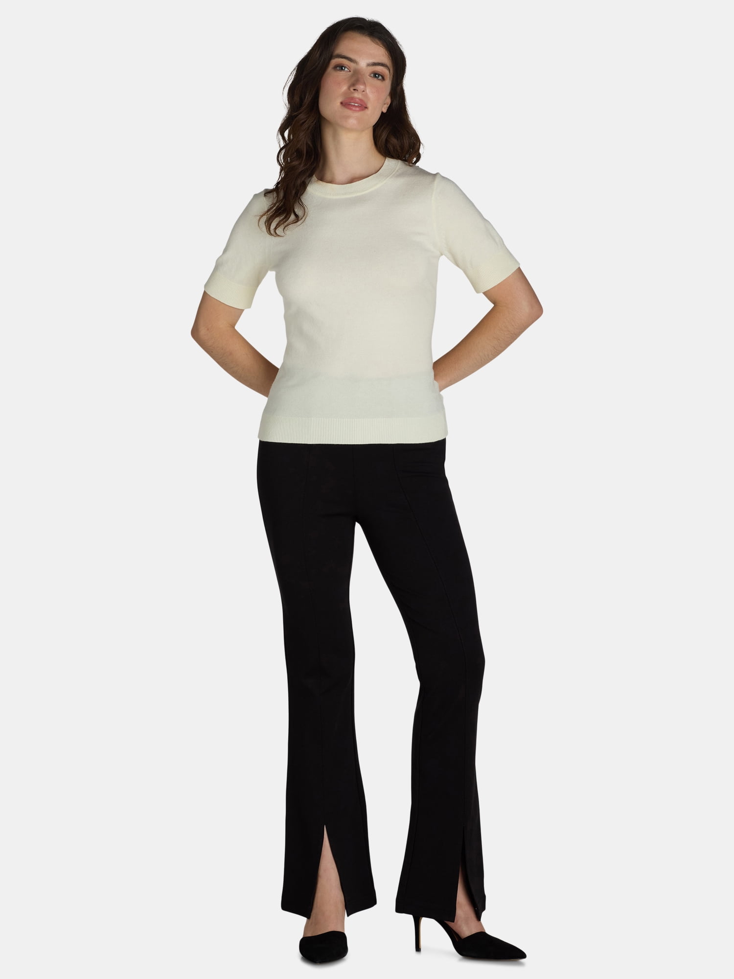 Time and Tru Women's Flare Ponte Pants, Sizes XS-XXXL