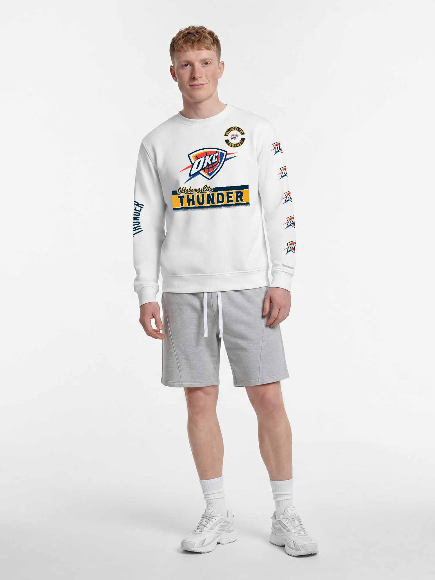 Oklahoma City Thunder Reebok Mens White Crew Sweatshirt