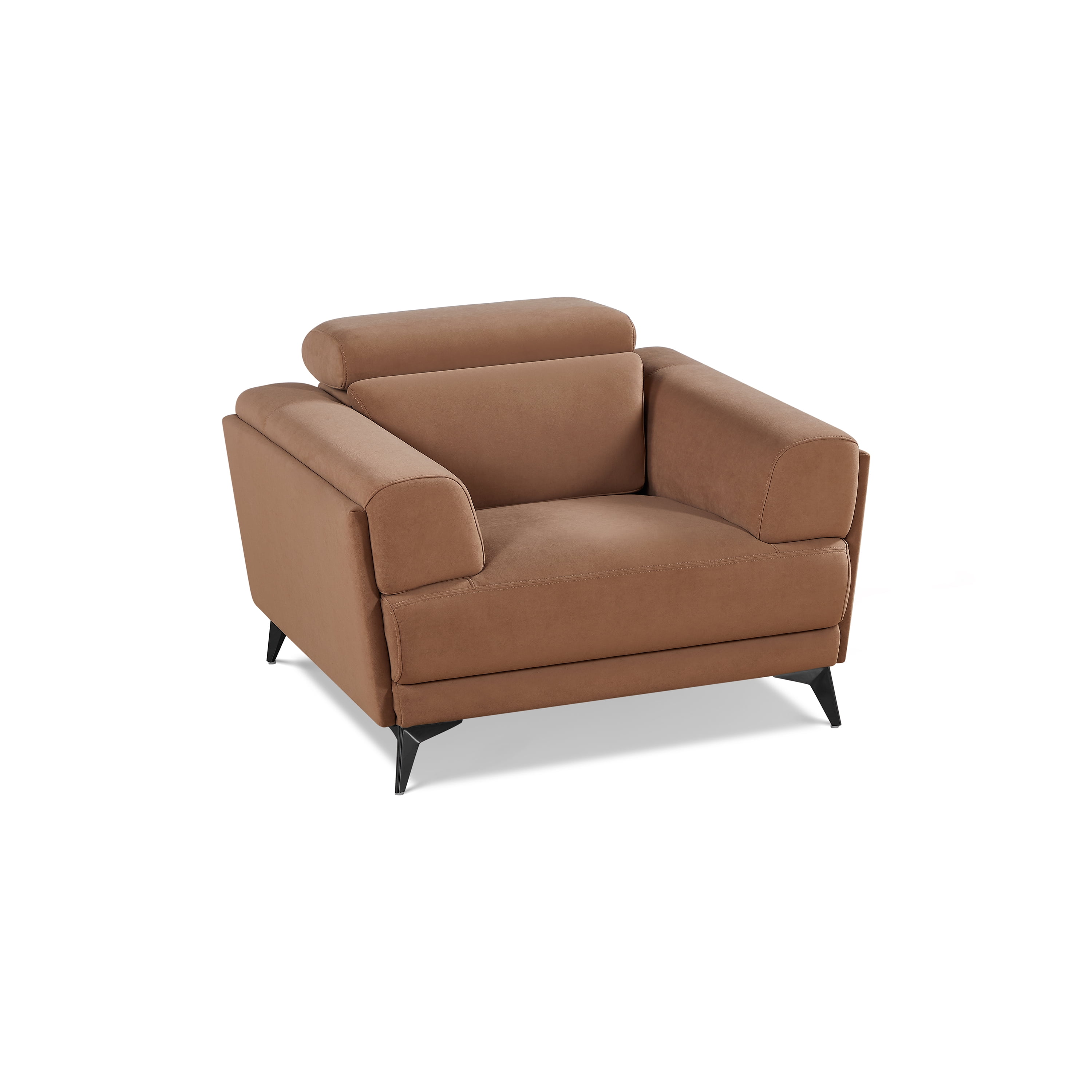 Contemporary Living Room Chair with Adjustable Headrest, Brown