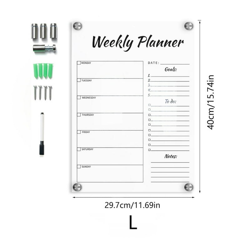 Acrylic to Do List Personalized Dry Erase Board Memo Board for Wall Acrylic  Weekly Planner With Marker Office Decor Home Decor 