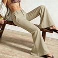 thumbnail image 4 of Hvogkswy Straight Leg Cargo Pants Women, Solid High Waist Flared Pants Button Zipper Pullover Lightweight Casual Hiking Pants with Pockets, 4 of 6