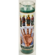 (4 pack) Prayer Candle Helping Hand Green Wax, 8 Inch