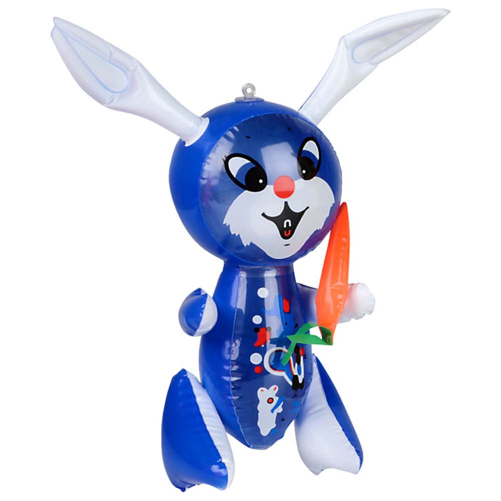 Large 17" Dark Blue Inflatable Easter Bunny Rabbit With Carrot Toy