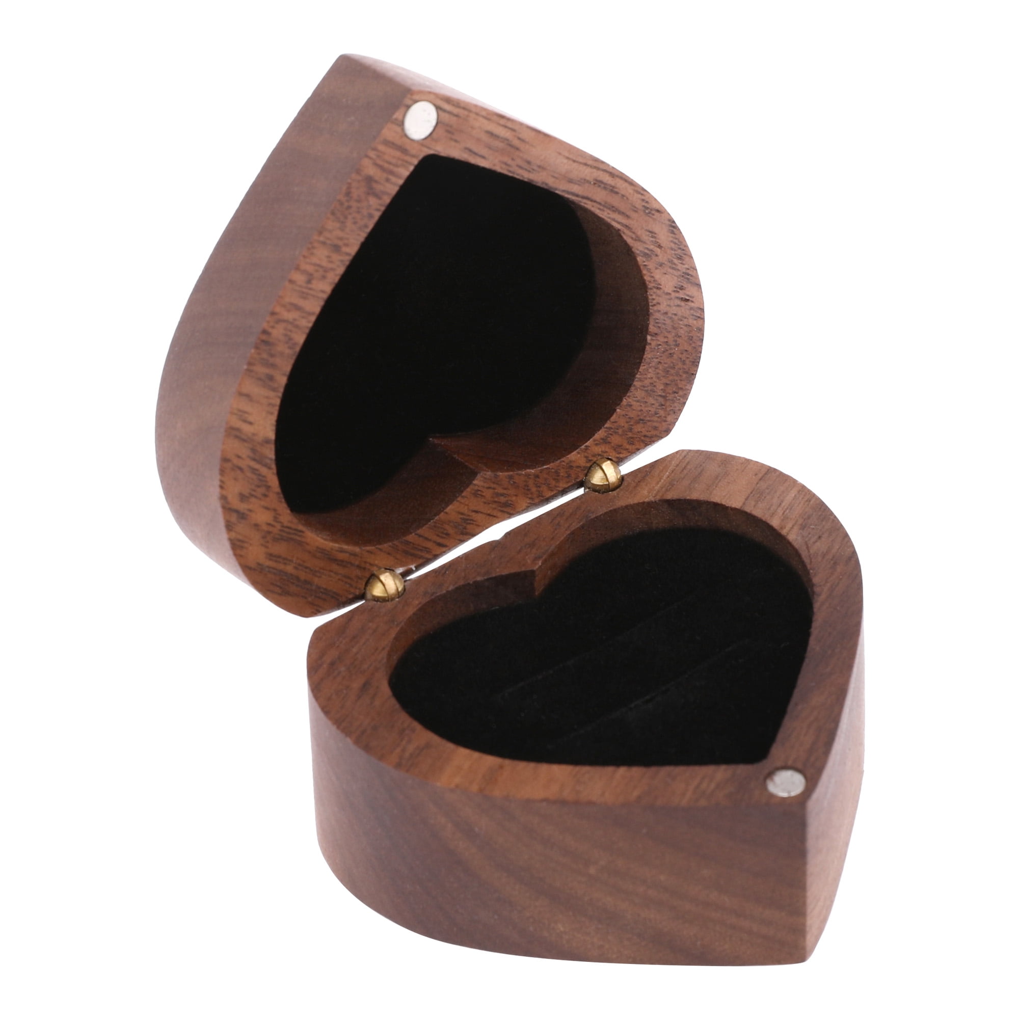 Unique Bargains Wood Ring Box Jewelry Storage with 2 Slots for Proposal Black