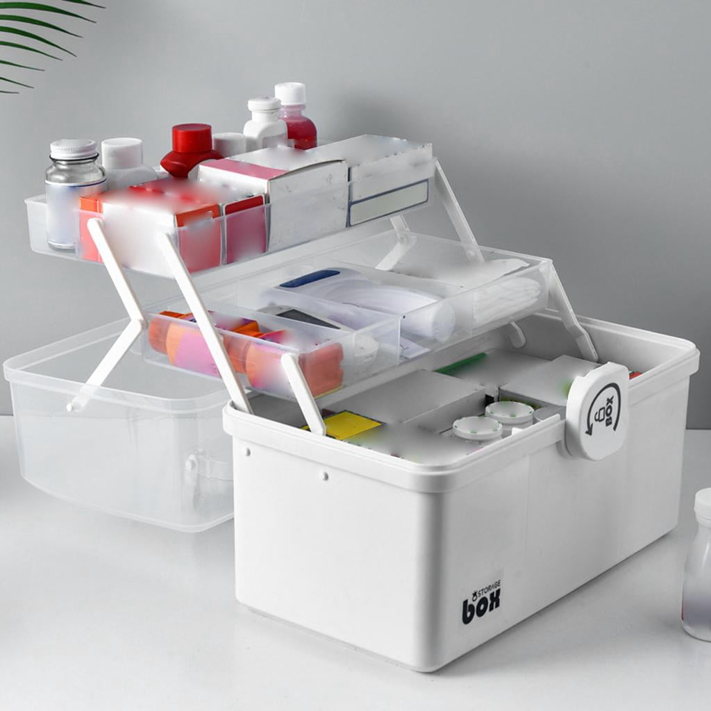 Axioma First Aid Box with Portable Handle, Family Emergency Kit, Multi-Purpose Box, Emergency Transparent Lid Box, Easy Accessibility White 3-Tier