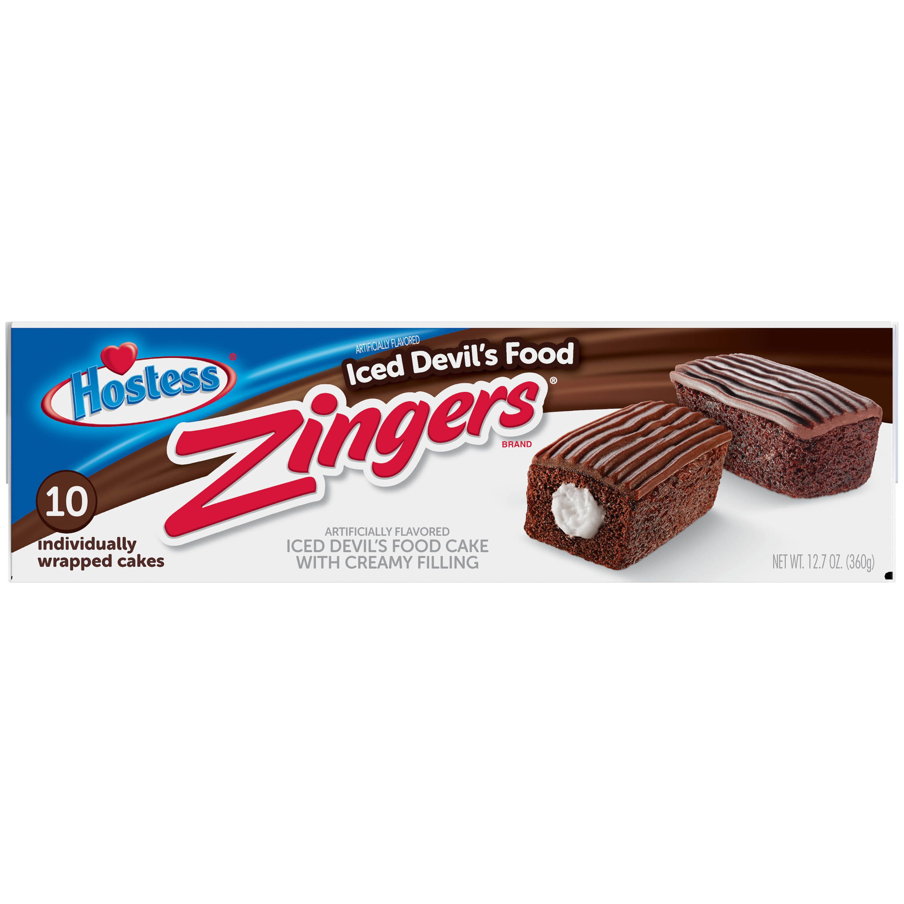 (60 Pack) Hostess Devil's Food Zingers, Chocolate Snack Cakes, 1 Count Bags