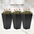 thumbnail image 4 of Outsunny Set of 3 Tall Planters with Drainage Hole, 28" Outdoor Flower Plant Pots, Indoor Planters for Porch Patio and Deck, Black, 4 of 10