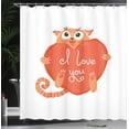 thumbnail image 3 of Ambesonne Cat Shower Curtain, Holding a Heart Valentine's Day, 69"Wx75"L, Vermilion Burnt Sienna, 3 of 4