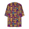 thumbnail image 2 of TaTaai Women's 3/4 sleeve chiffon cardigan, printed pattern, sun protection, casual trendy, lightweight breathable, Mardi Gras essential, perfect for outdoor outings & layered looks Gift, 2 of 5